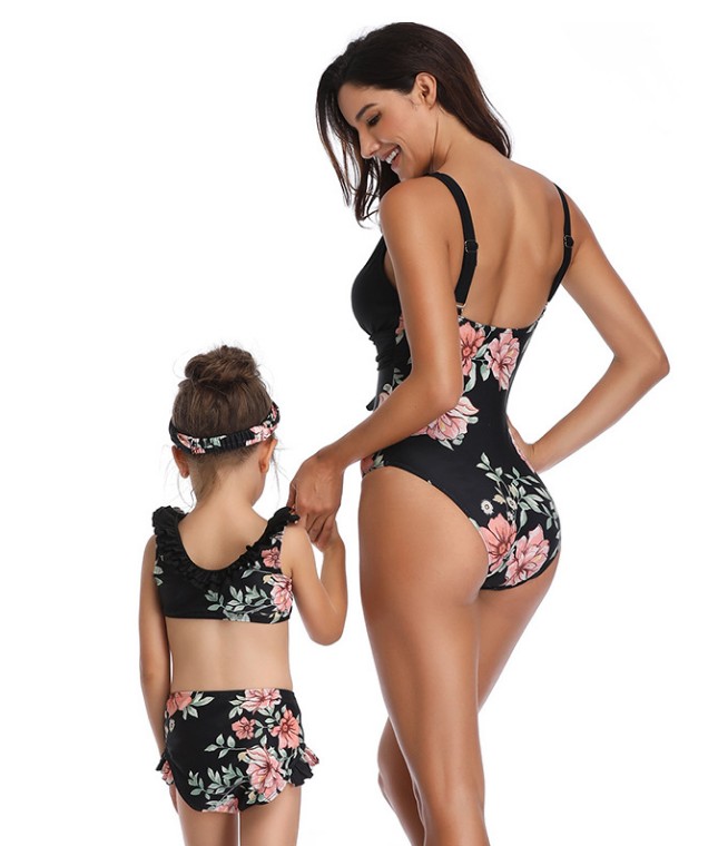 F4727-1 Mommy And Me Floral Printed Swimwear